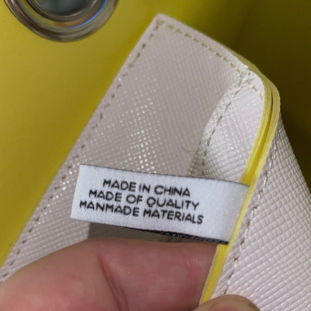 Nine West Stylish White and Yellow Tote Bag with Silver Detailing Quality Detail - Picture 6 of 9